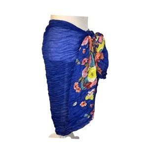 Mountain Mamas Sarong Scarf Cover Up Floral Print Blue Pink Yellow Wrap